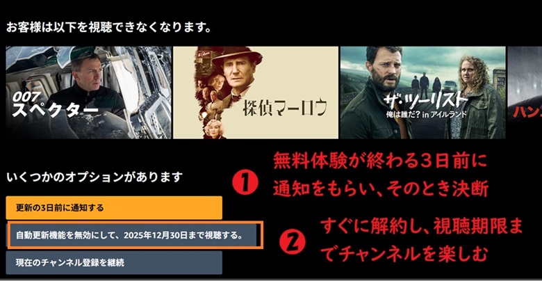 すぐに解約、視聴期限まで