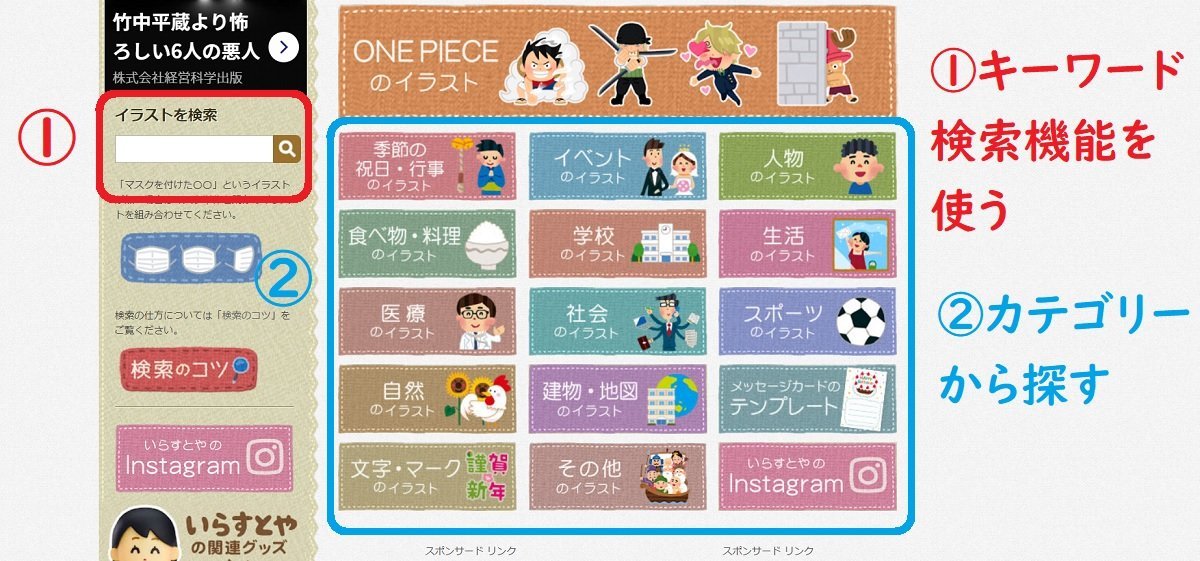 いらすとやの検索方法