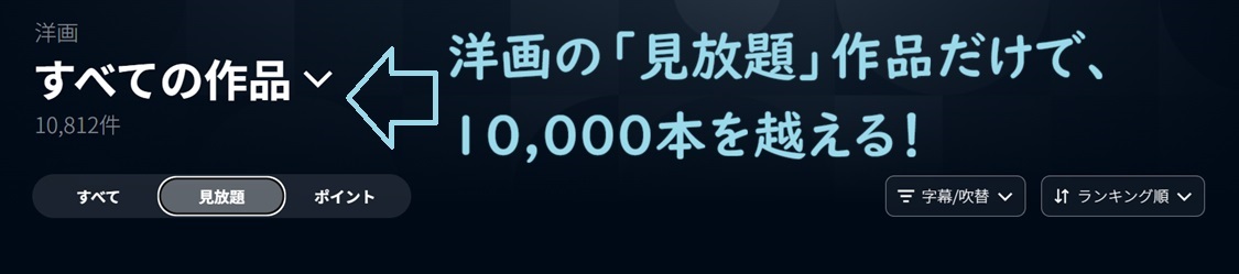 UNEXT、洋画、見放題の数